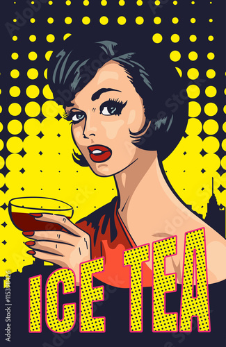 Vintage elegant woman with wine vector pic