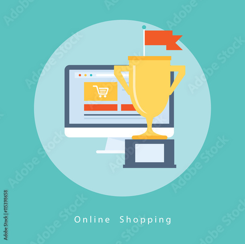 Concept for web banners and promotions. Flat design concept for online transactions