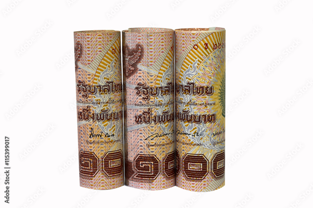 thai money banknotes on white background thai money banknotes on white background