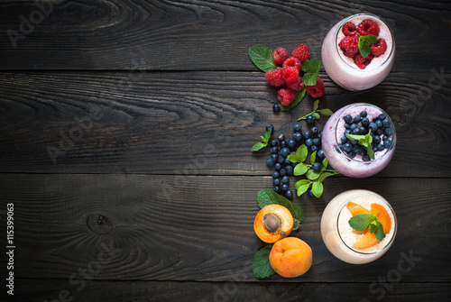 Yogurt with berries.