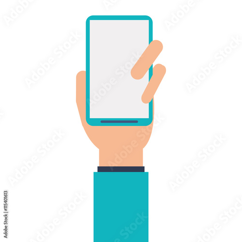 human hand smartphone mobile isolated vector illustration