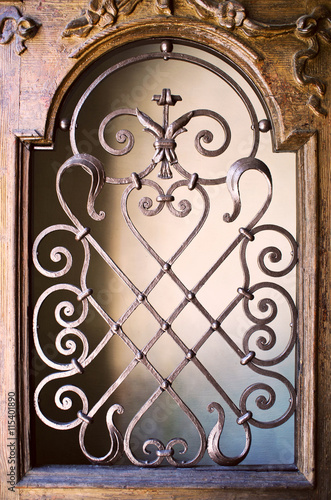 Old iron door with key-stone