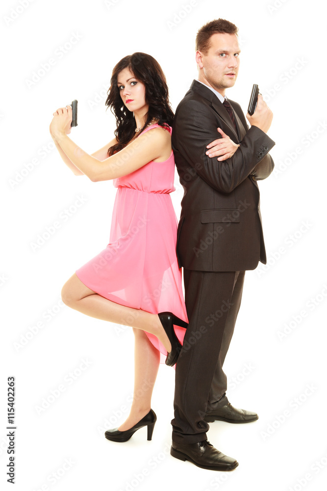 Secret investigation with man and woman. Secret investigation with man and woman.