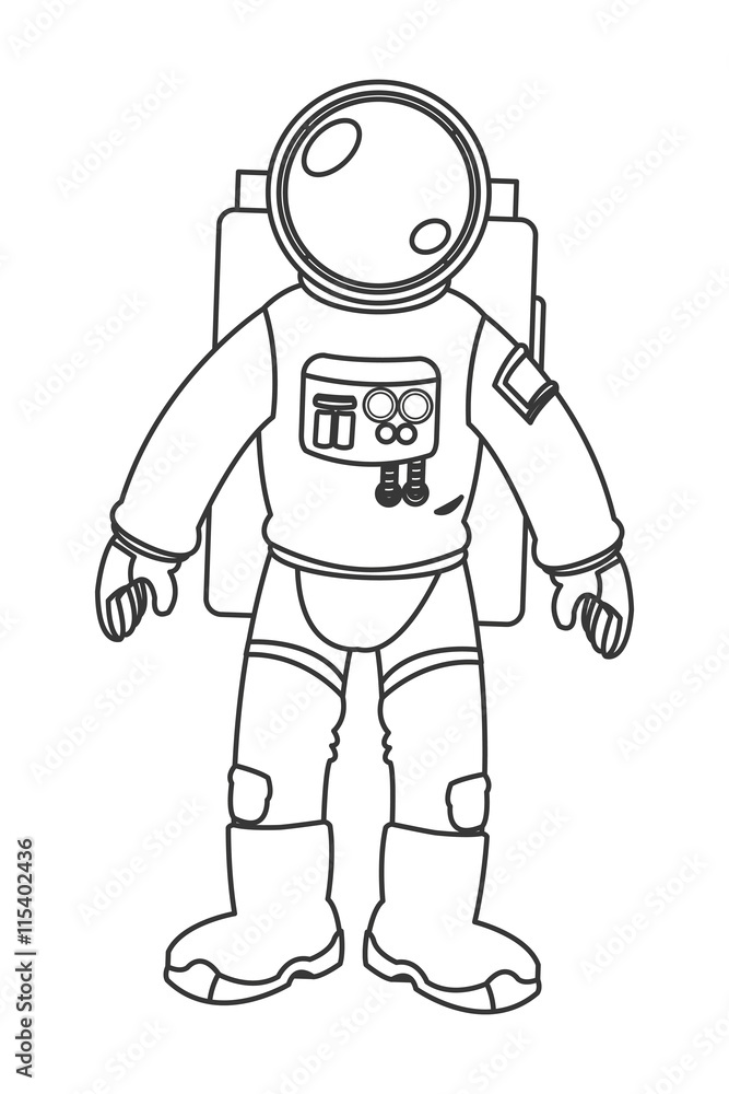 flat design astronaut suit icon vector illustration