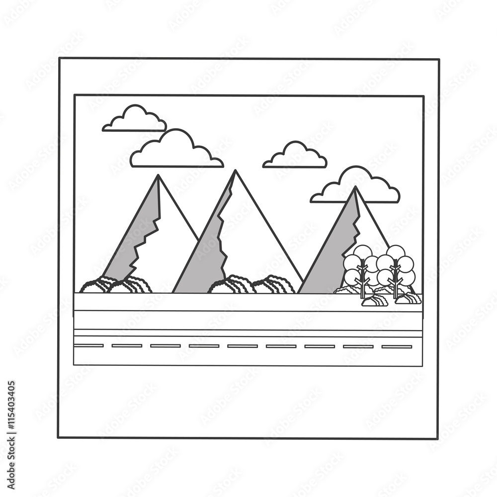 Fototapeta premium flat design landscape photograph icon vector illustration