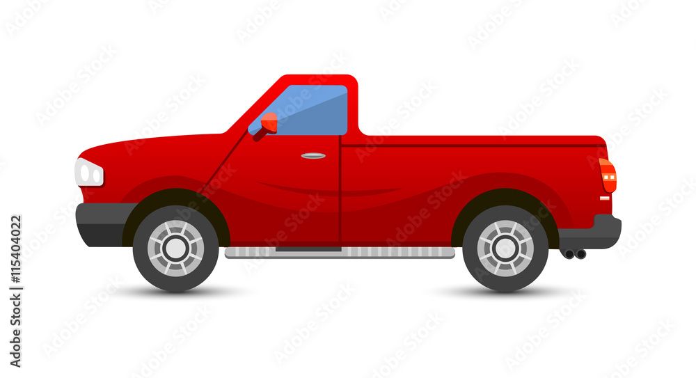 Car pickup truck vehicle transport type design sign technology style vector. Generic pickup truck car design flat vector illustration isolated on white. Transport pickup truck object