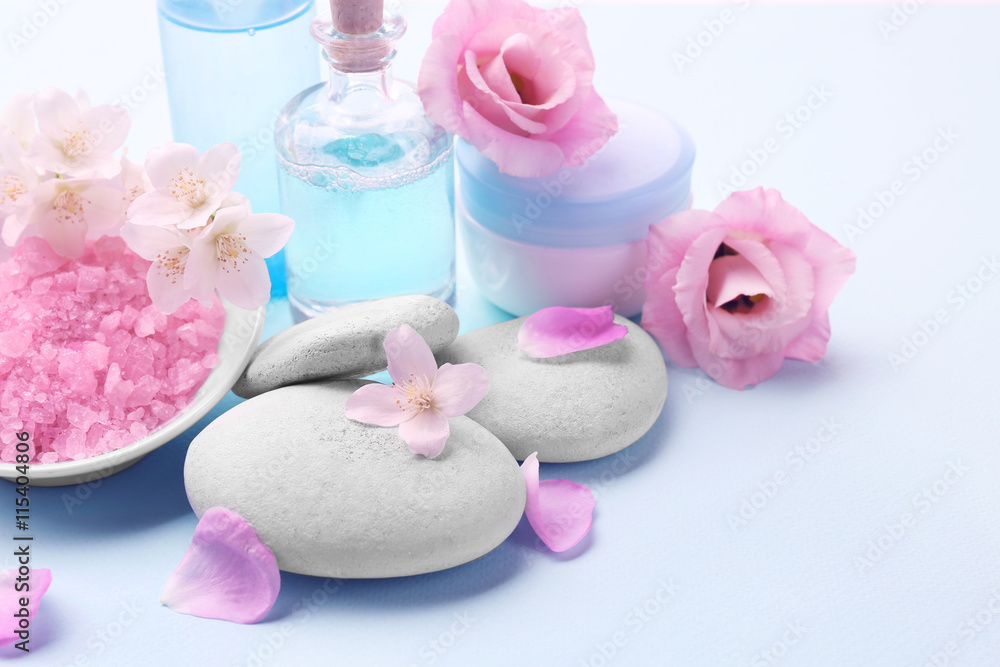 Composition of spa treatment on light background Composition of spa treatment on light background