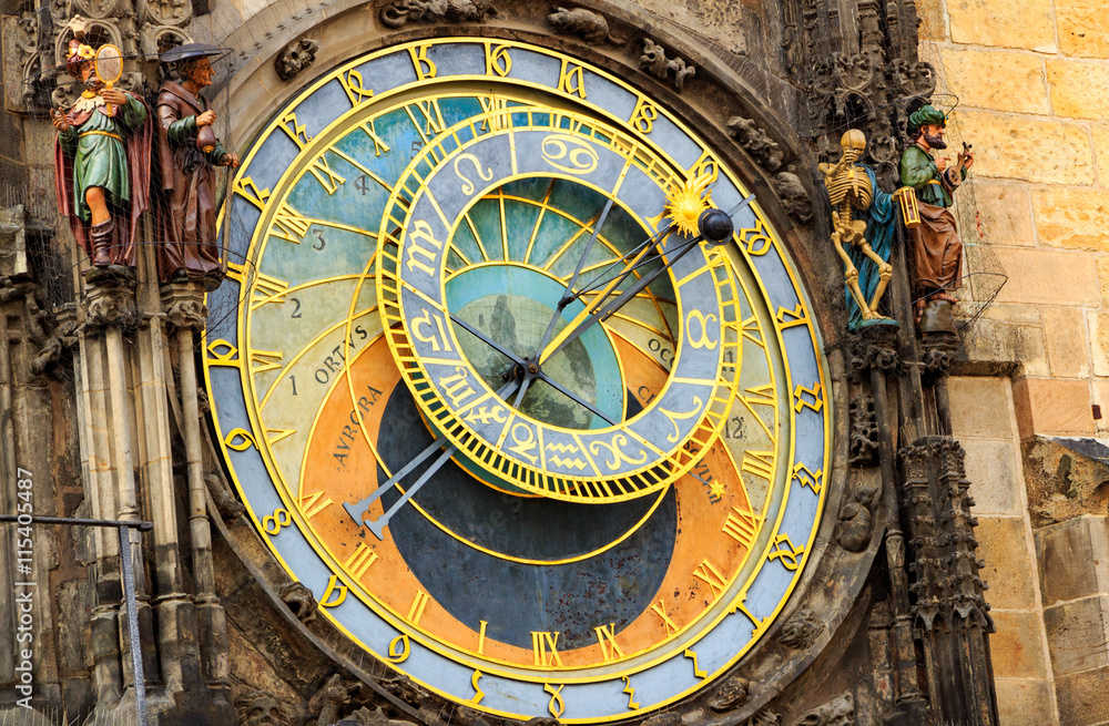 Obraz premium Historical medieval astronomical clock in Old Town Square in Prague, Czech Republic