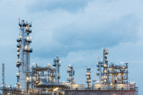 Oil refinery and Petroleum industry at night time