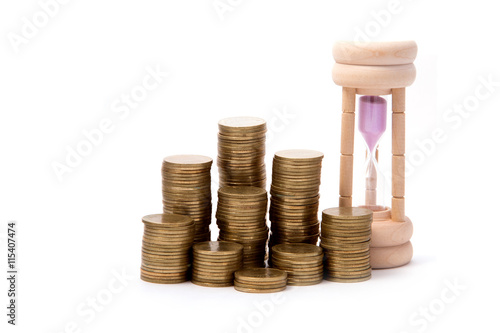 Hourglasses and columns of coins