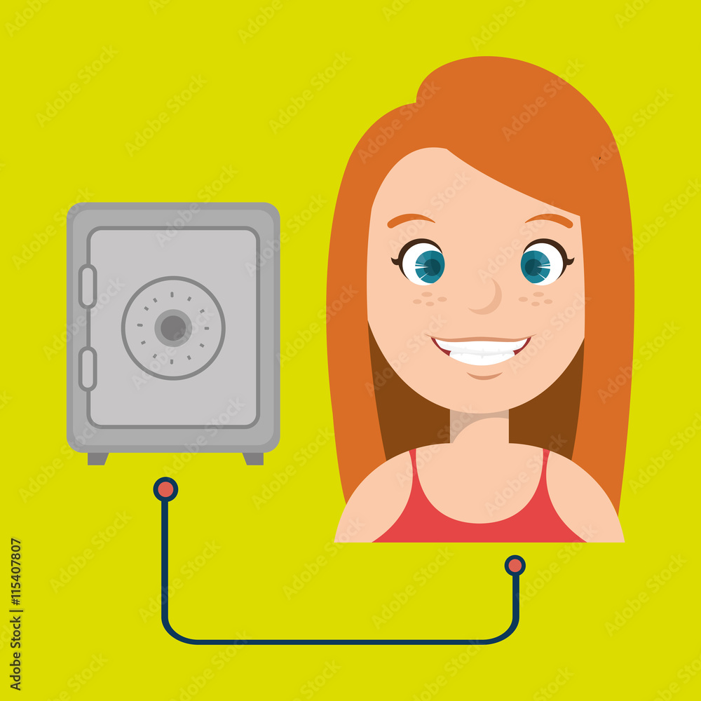 woman with safe box isolated icon design, vector illustration graphic woman with safe box isolated icon design, vector illustration graphic