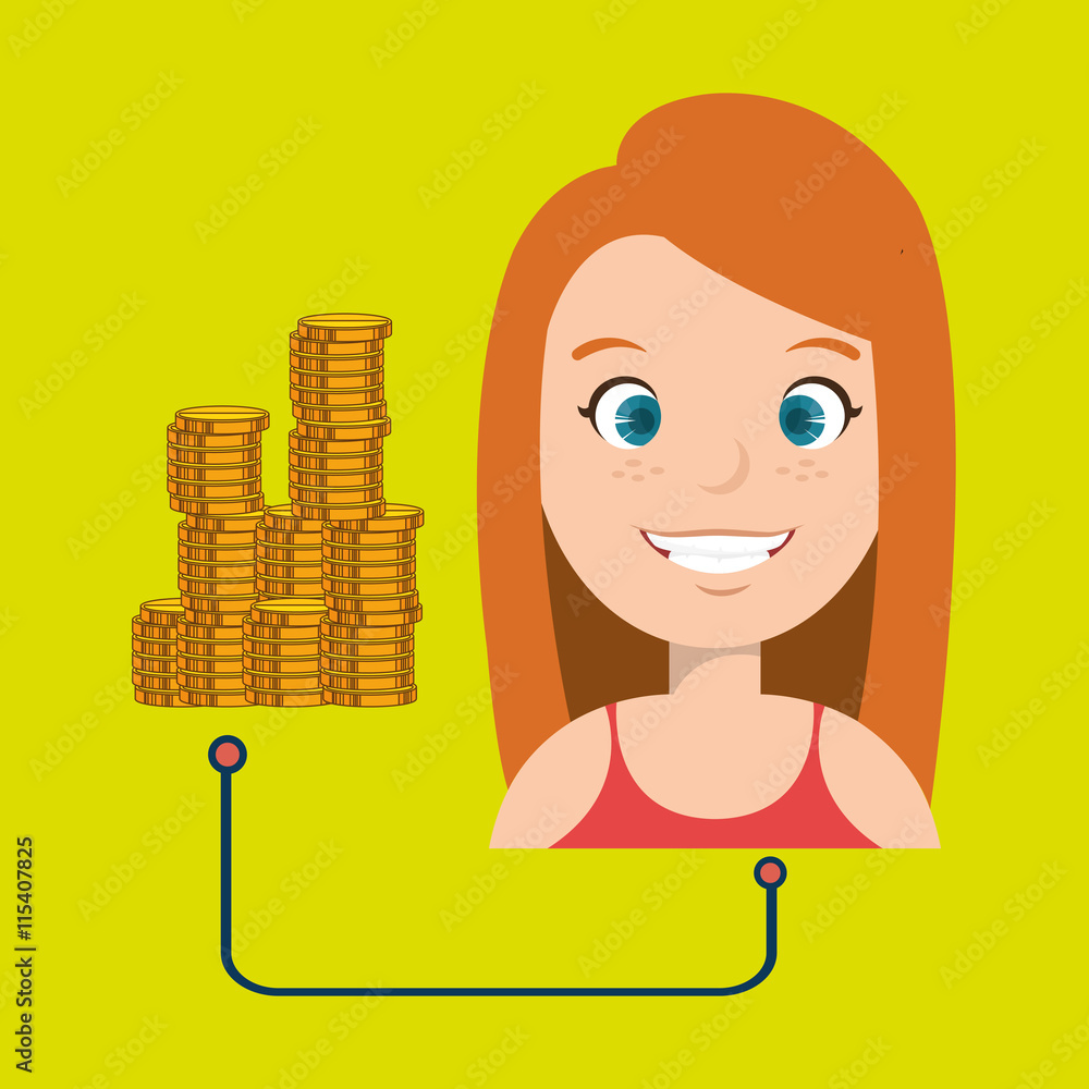woman with coins isolated icon design, vector illustration graphic woman with coins isolated icon design, vector illustration graphic
