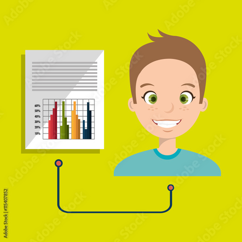 man with statistics isolated icon design, vector illustration  graphic 