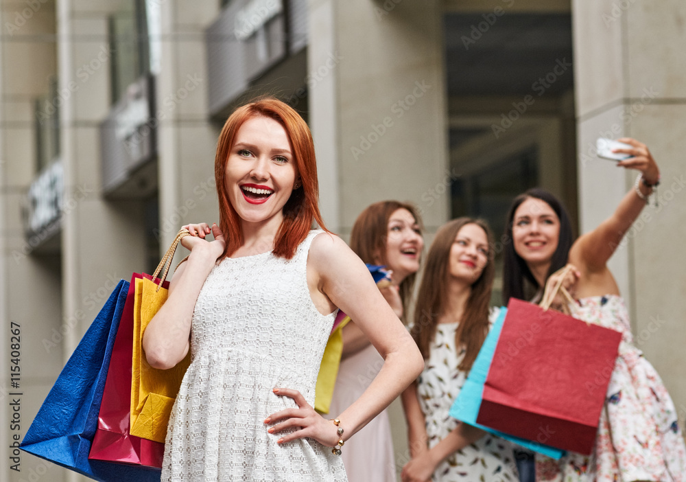 enthusiastic Shopping woman in the city enthusiastic Shopping woman in the city