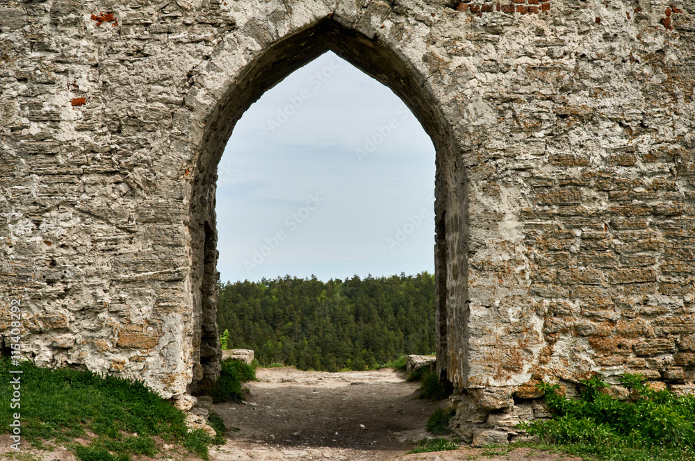 entrance arch ruins.Ternopil region, Ukraine
