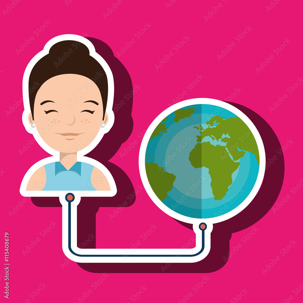 woman and planet isolated icon design, vector illustration graphic woman and planet isolated icon design, vector illustration graphic