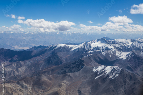 Himalaya mountains under clouds