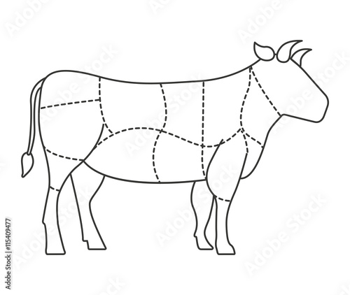 cow meat isolated icon design