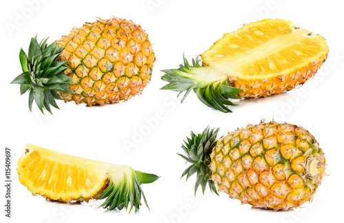 Half of pineapple isolated on white