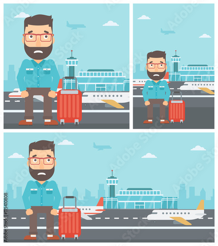 Man suffering from fear of flying.