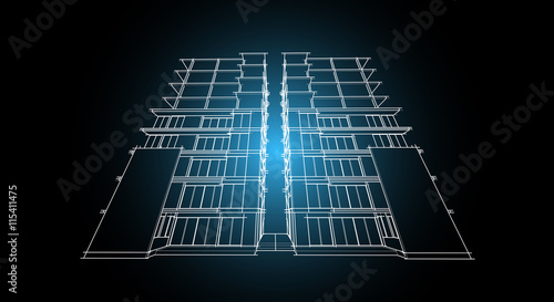 architecture abstract, 3d illustration 