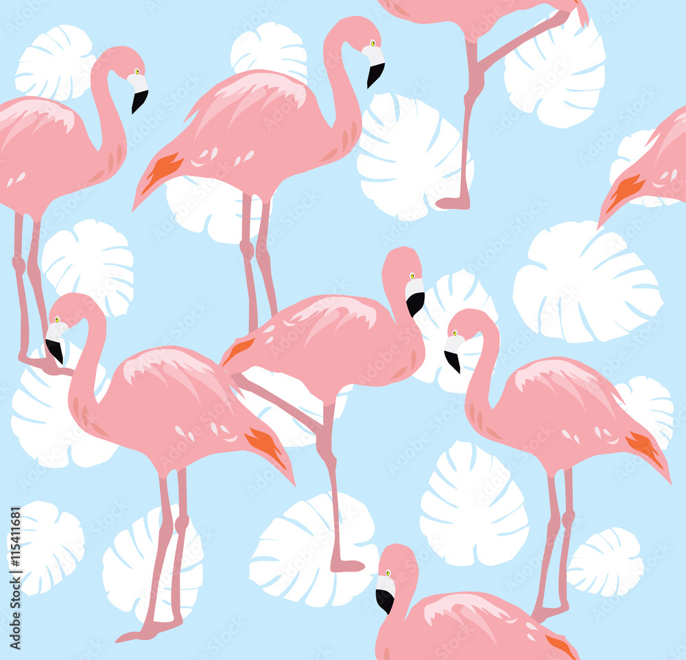 Obraz premium Flamingos Seamless Background