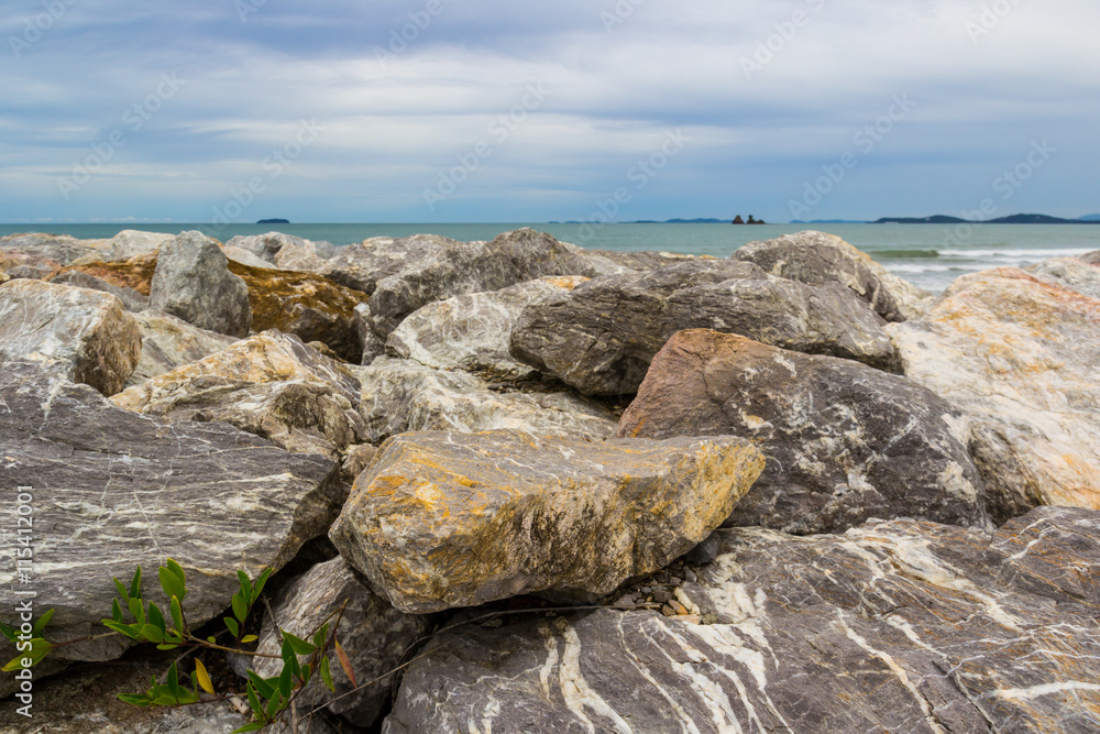 seascape of rocks at sea coasr