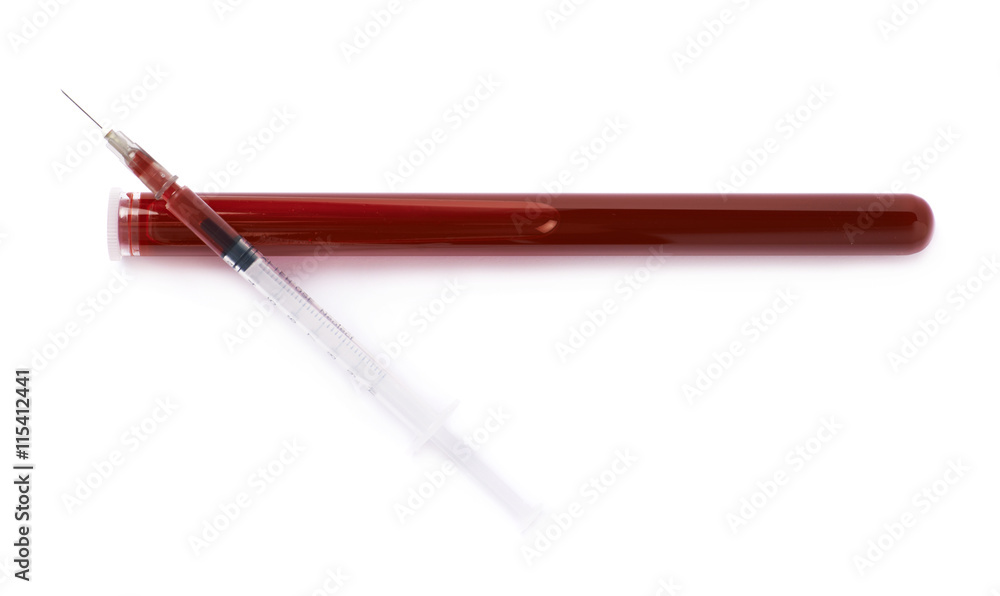 Fototapeta premium Medical syringe and test-tube isolated