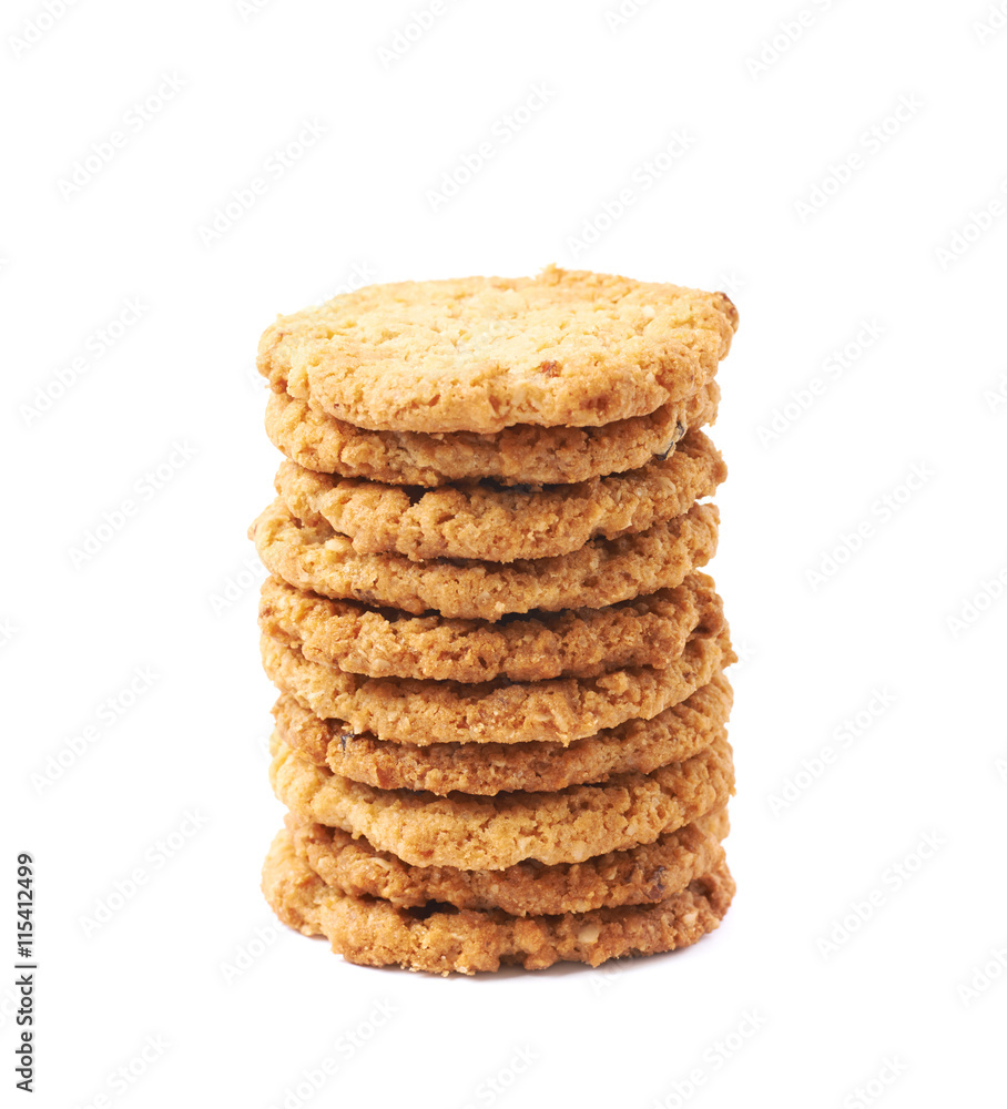 Pile stack of oatmeal cookies isolated Pile stack of oatmeal cookies isolated