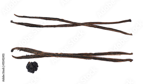 Dried vanilla pod fruit isolated