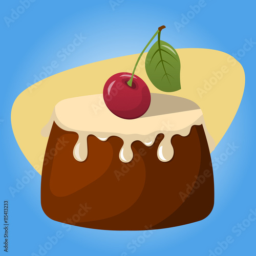 Pudding with fresh cream and a cherry