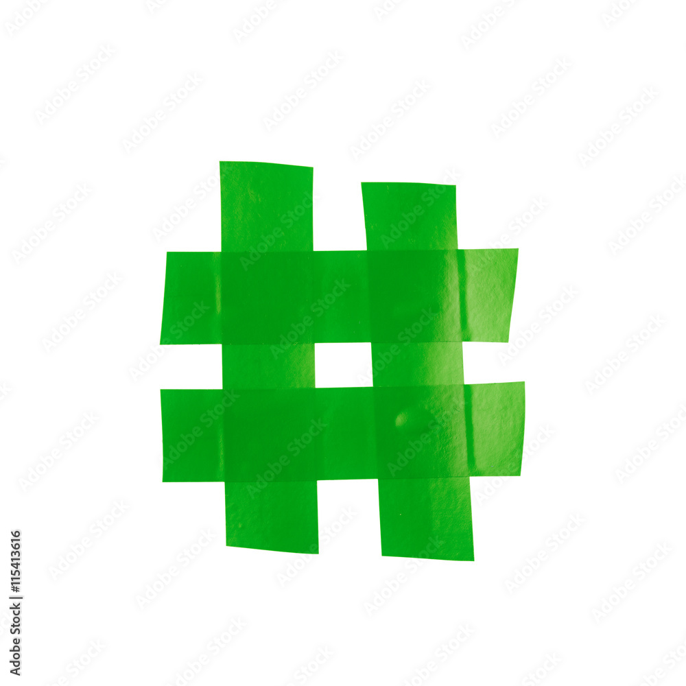 Obraz premium Hashtag symbol made of insulating tape