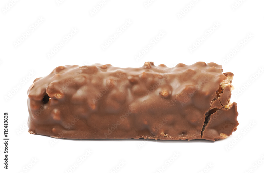 Caramel chocolate bar isolated