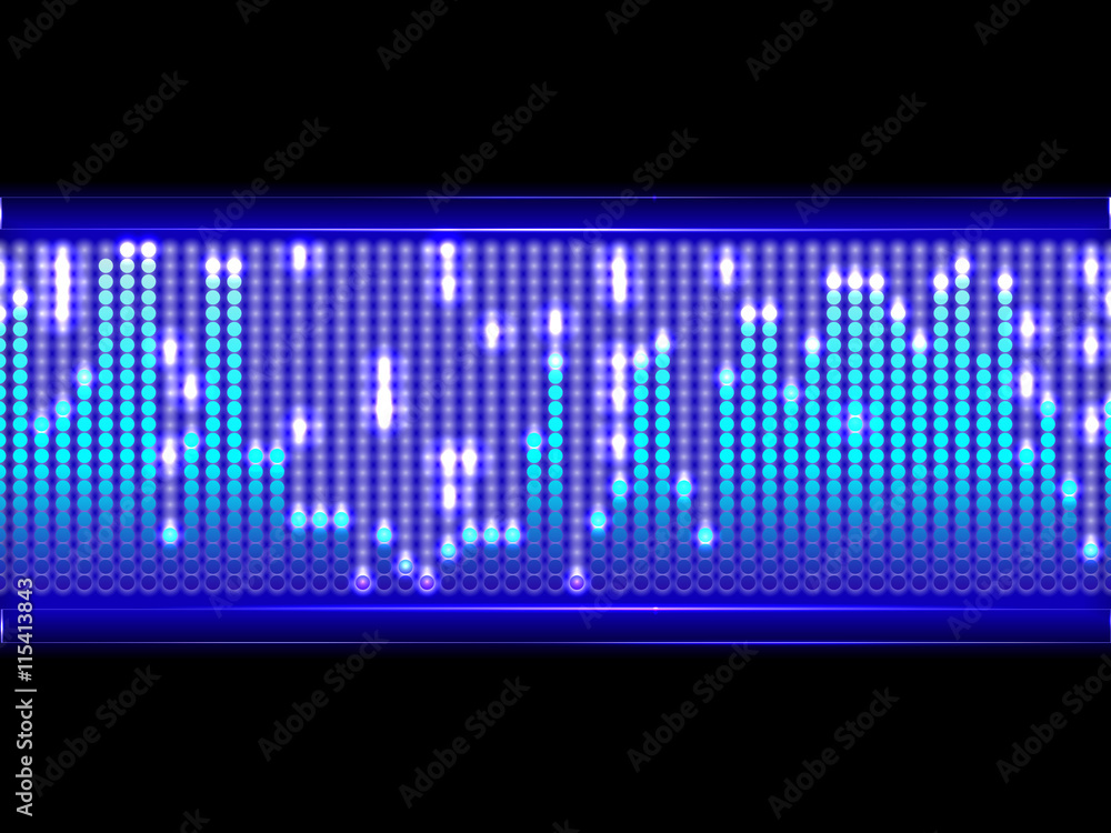 Electronic display audio equalizer on dark background