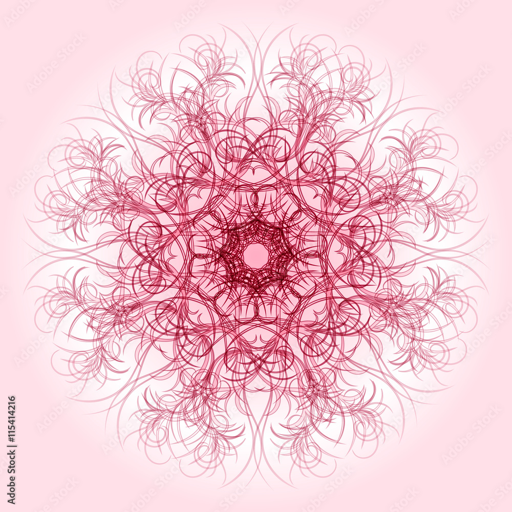 Curly pattern of pink color on a white background Curly pattern of pink color on a white background