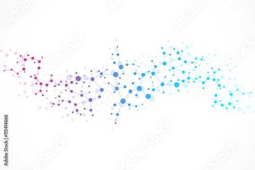 Structure molecule and communication Dna, atom, neurons. Science concept for your design. Connected lines with dots. Medical, technology, chemistry, science background. Vector illustration. photo