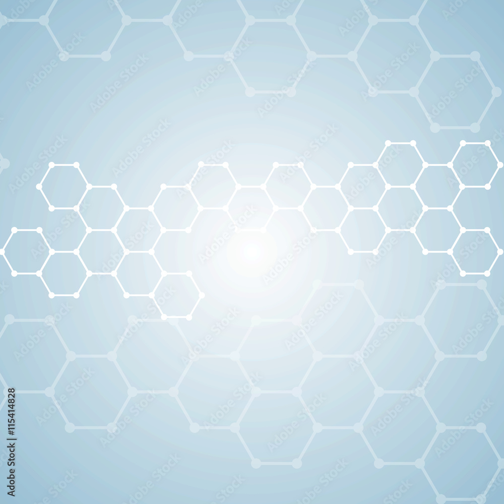 Fototapeta premium Structure molecule and communication Dna, atom, neurons. Science concept for your design. Connected lines with dots. Medical, technology, chemistry, science background. Vector illustration.