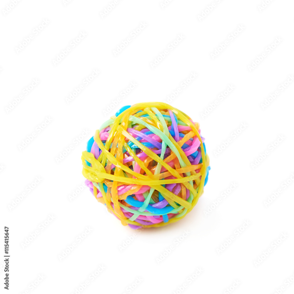 Ball made of loom bands isolated Ball made of loom bands isolated