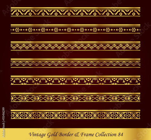 Vintage Gold Border Frame Vector Collection 84
