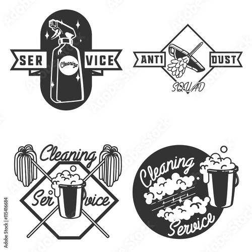 Vintage cleaning service emblems
