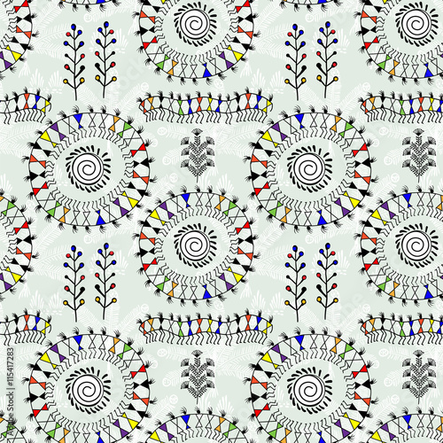 Warli painting - hand drawn traditional the ancient tribal art India. Pictorial language is matched by a rudimentary technique depicting rural life of the inhabitants of India
