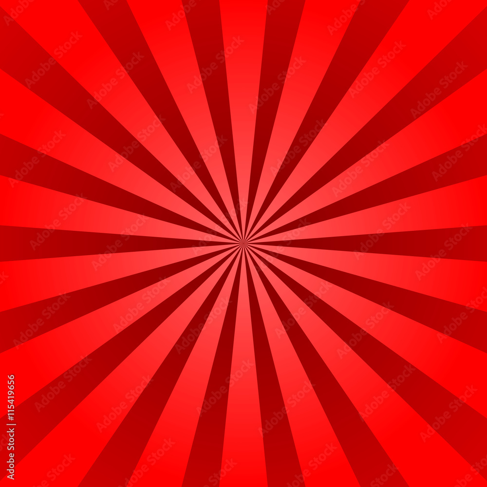 Red rays poster. Popular ray star burst background television vintage. Dark- red and light-red abstract texture with sunburst, flare, beam. Retro art  design. Sun glow bright pattern Vector Illustration Stock Vector | Adobe