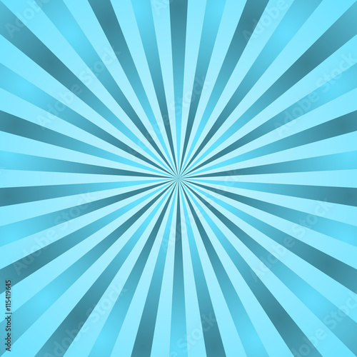 Blue rays poster. Popular ray star burst background television vintage. Dark-blue and light-blue abstract texture with sunburst, flare, beam. Retro art design. Glow bright pattern. Vector Illustration