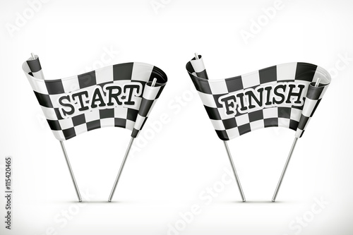 Checkered flag, start and finish vector icon photo