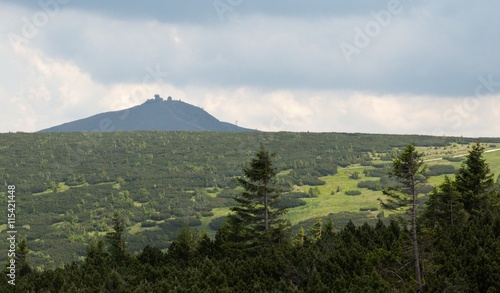 summit of Snezka mountain in Krkonose in Czech republic