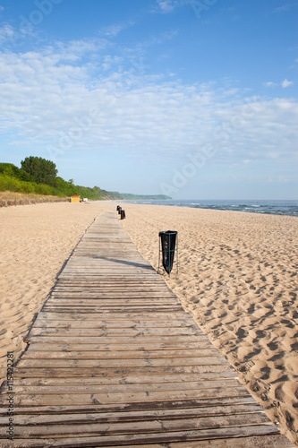 Beach With Boardwalk In Wladyslawowo, Poland