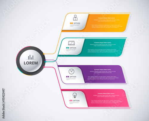 Infographic diagram 4 color of choice background. Organization diagram. vector stock