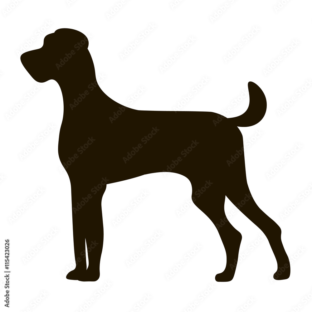 black silhouette large dog isolated on icon design, vector illustration, graphic.