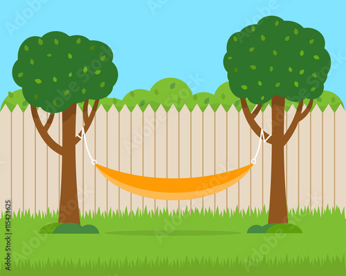 Hammock with trees on house backyard