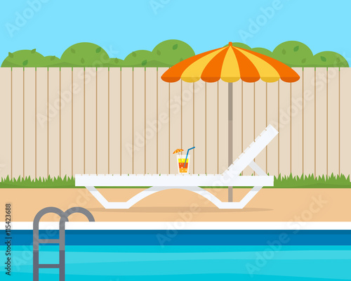 Lounge with umbrella near the pool